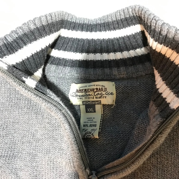 American Rag Cotton knit zipper collar sweater gray Size XXL - Picture 5 of 8